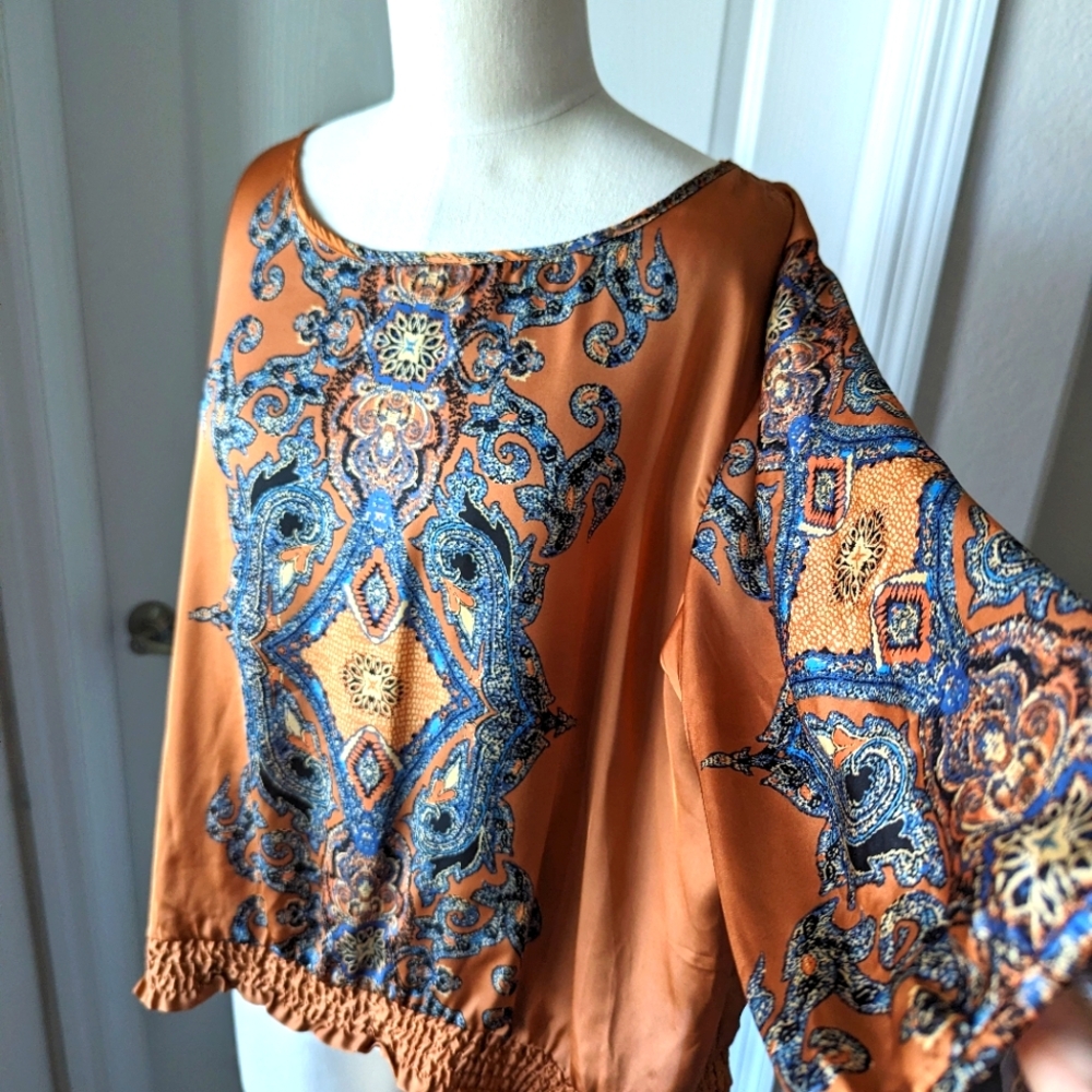 Apt 9 Satin Batik Medallion Print Blouse